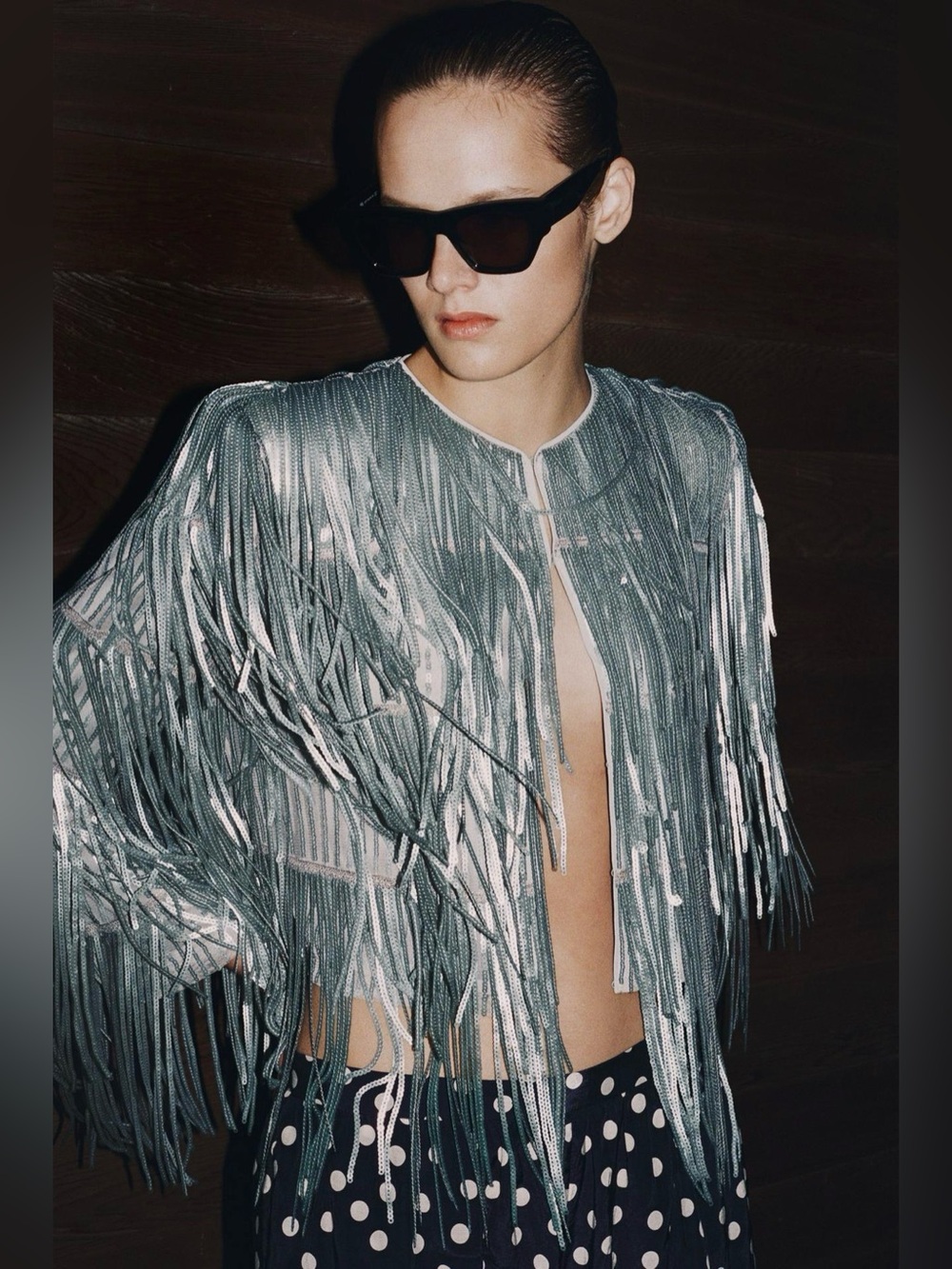 Zara 🩶🩶🩶Silver Fringe Sequin Jacket Size Small NWT